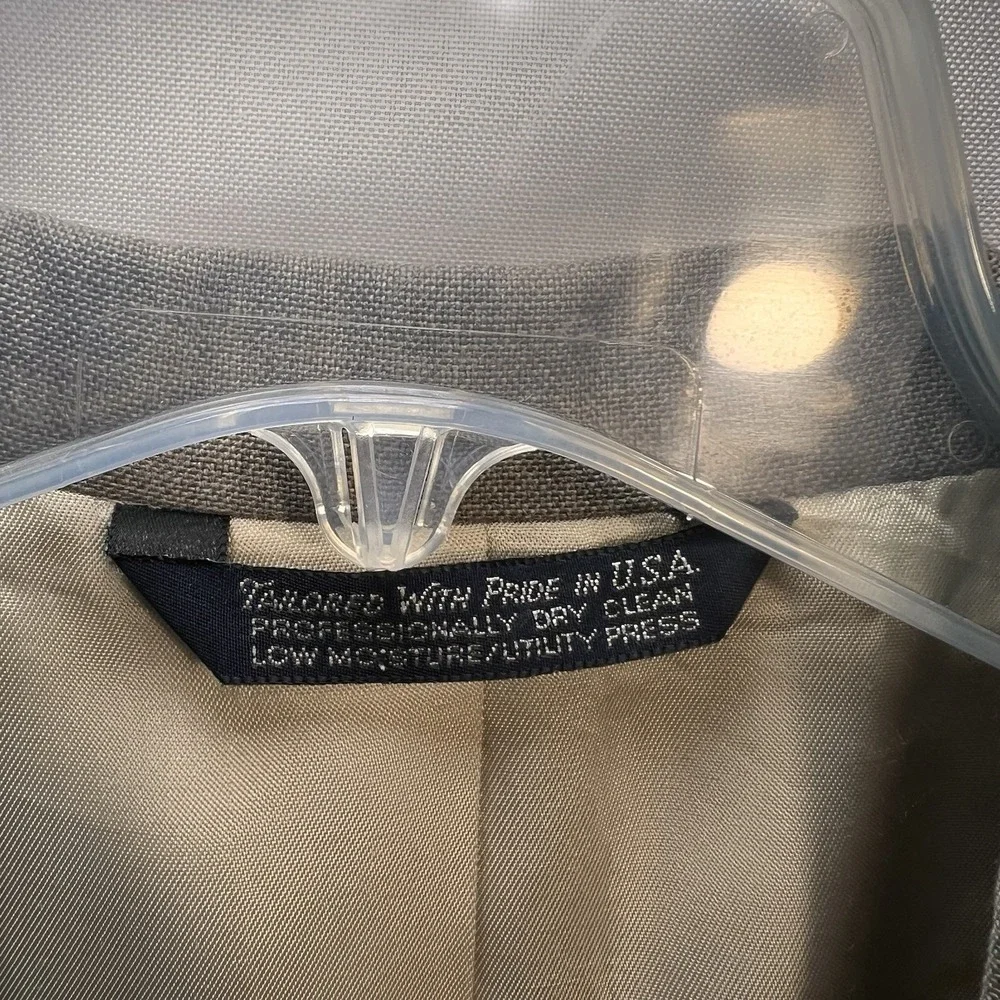 Vintage Lands' End Mens Blazer 44R Wool Blend Made USA Brown Tan Sport Coat